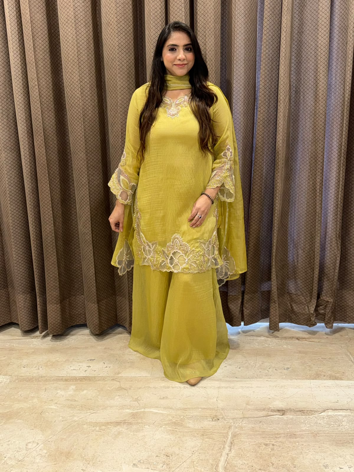 Exclusive Yellow Sharara  set with Cutwork & handwork