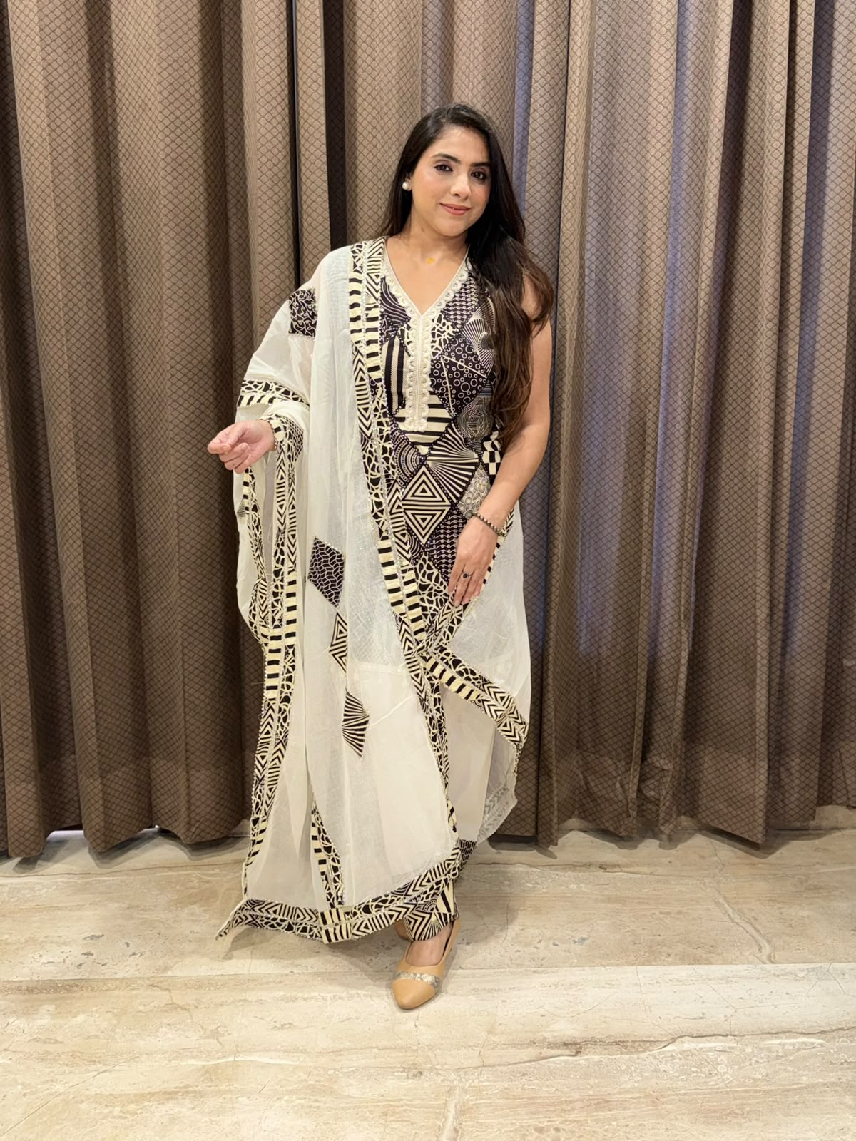 Designer Black and white Farshi set with heavy dupatta