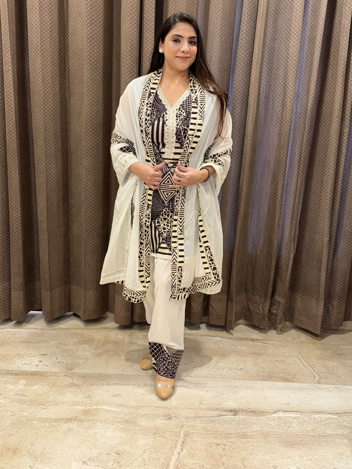 Designer Black and white Farshi set with heavy dupatta