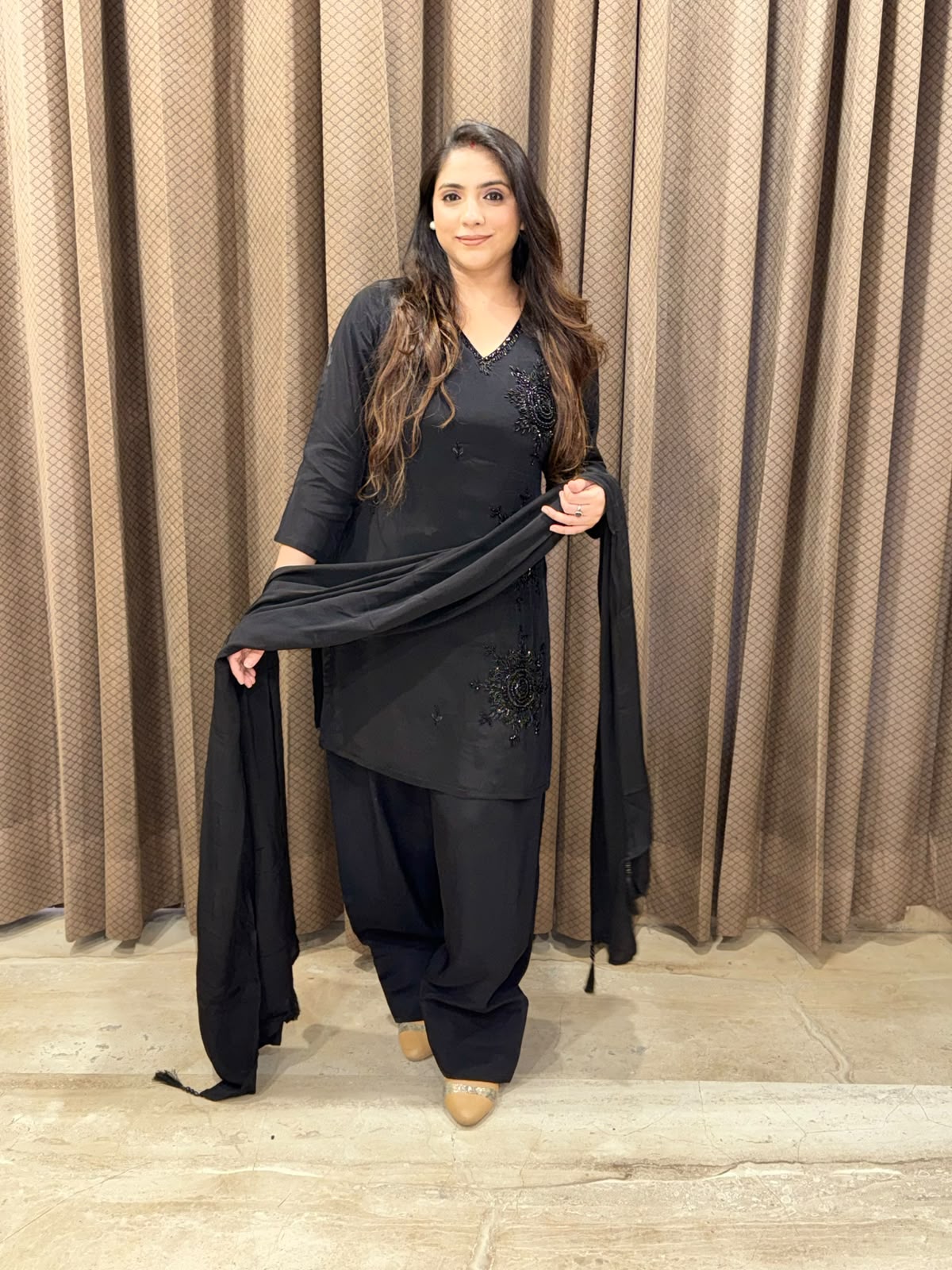 Exclusive Black Farshi set with handwork detailing