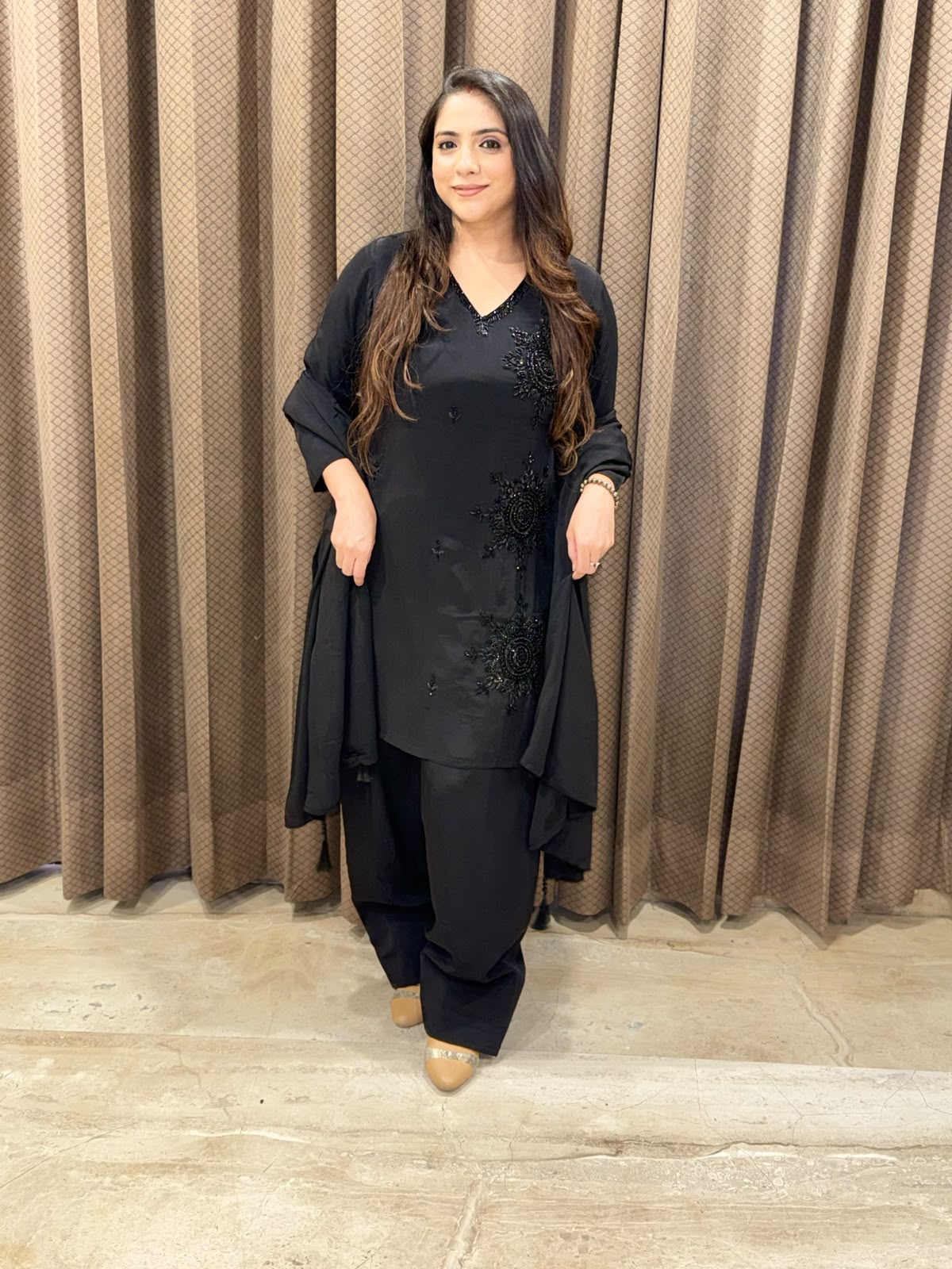 Exclusive Black Farshi set with handwork detailing