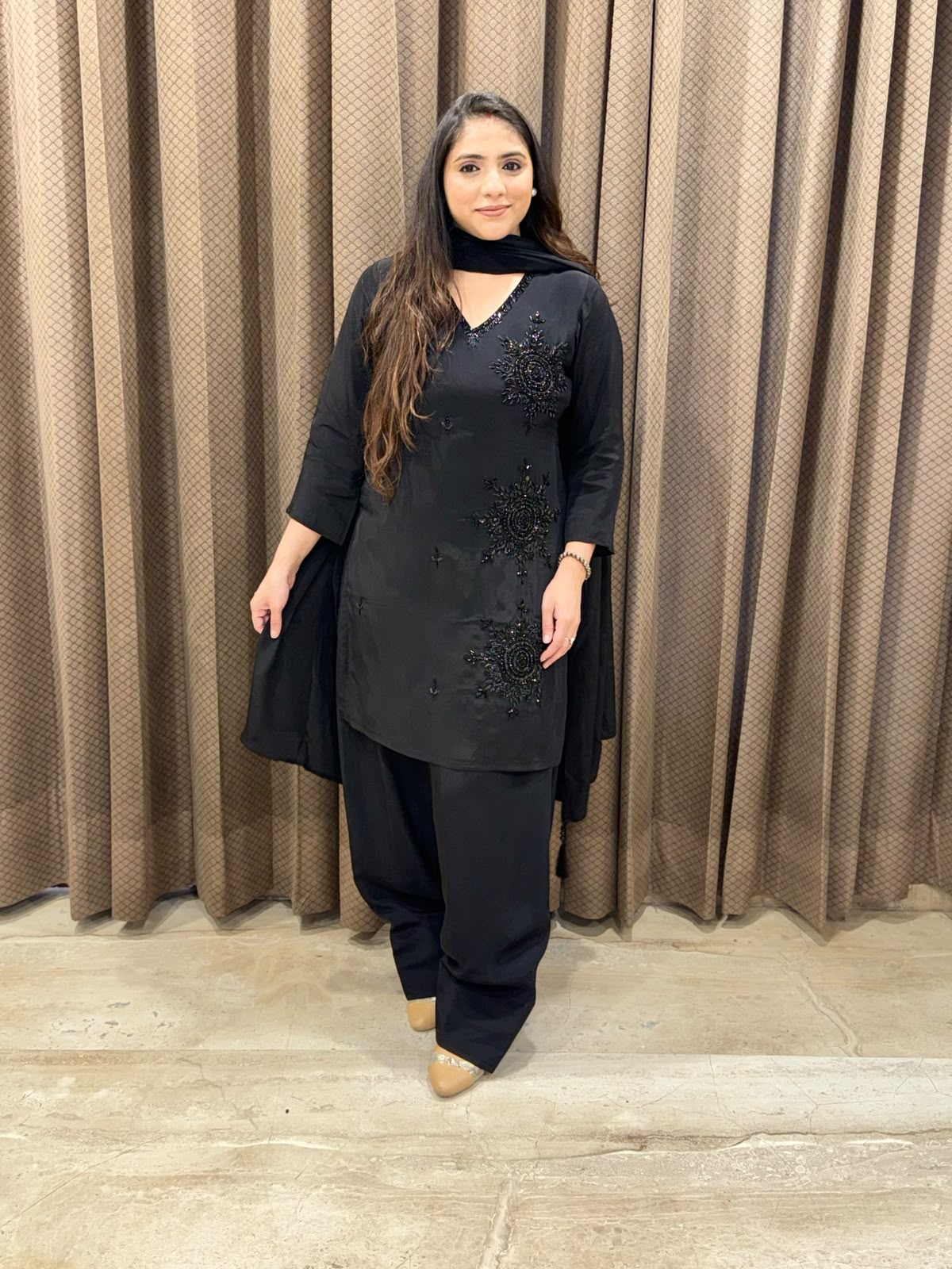 Exclusive Black Farshi set with handwork detailing