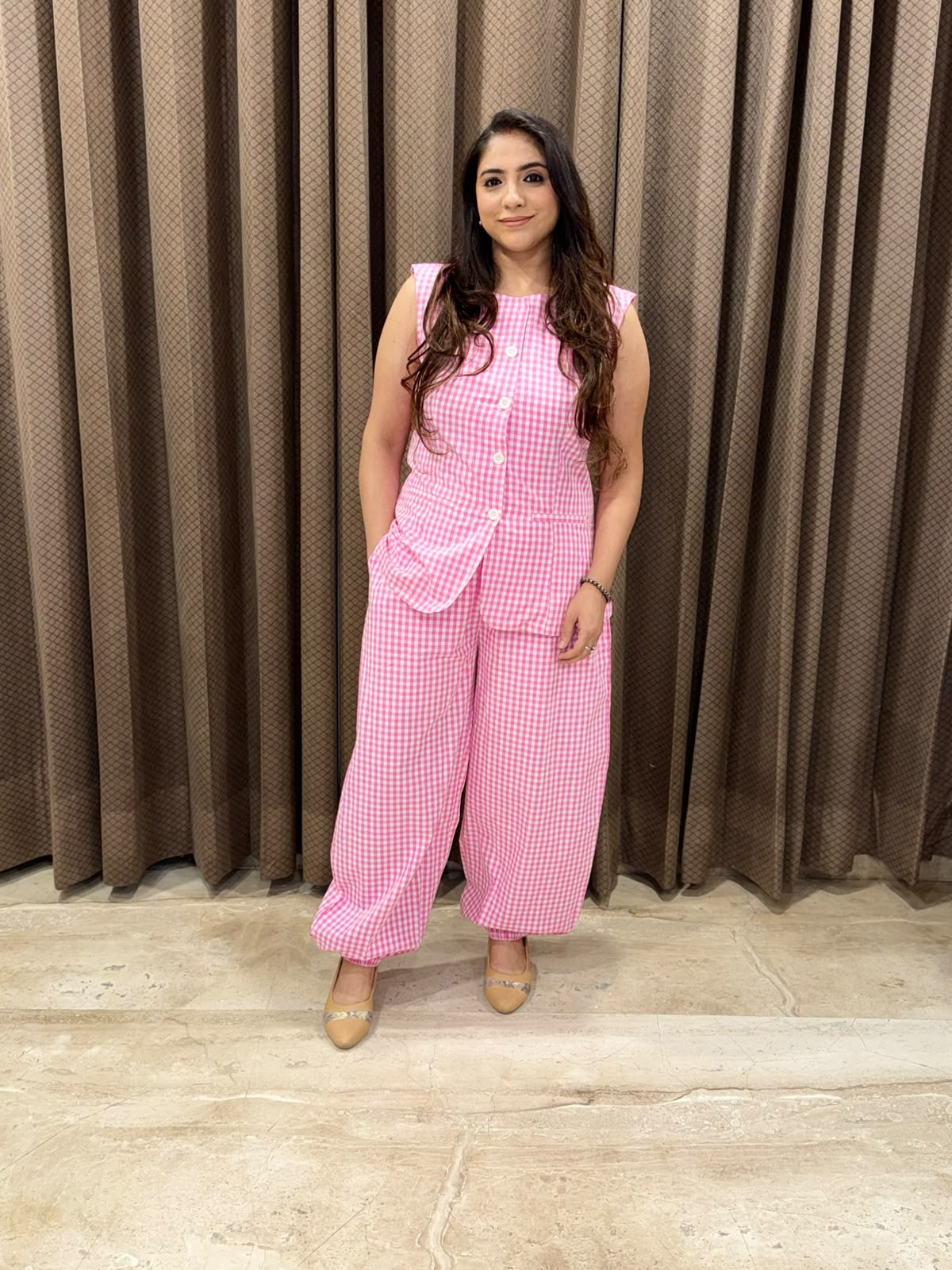 Elegant Pink Co-ord set with ballon style