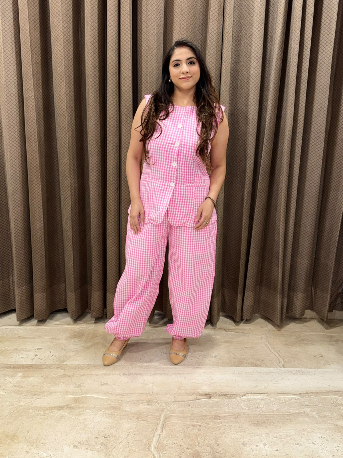 Elegant Pink Co-ord set with ballon style