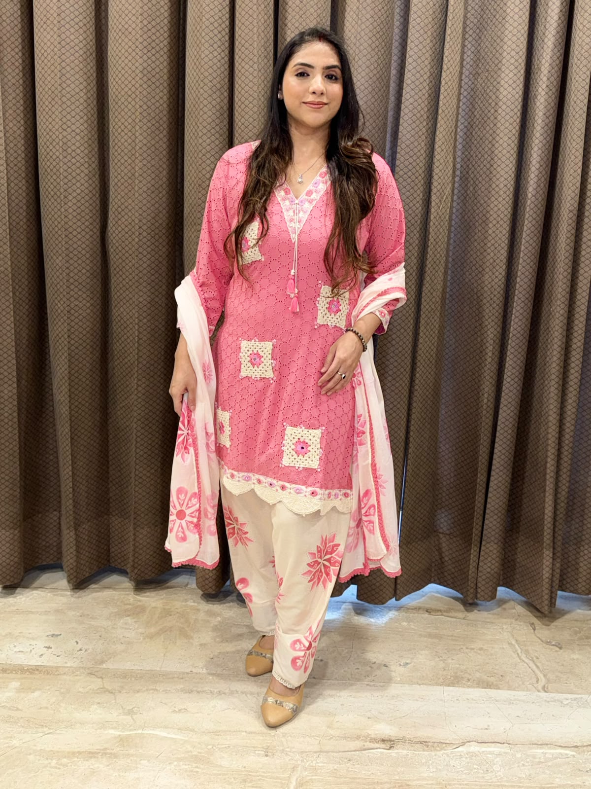 Elegant Pink Farshi set with shiffley and Croatia detailing