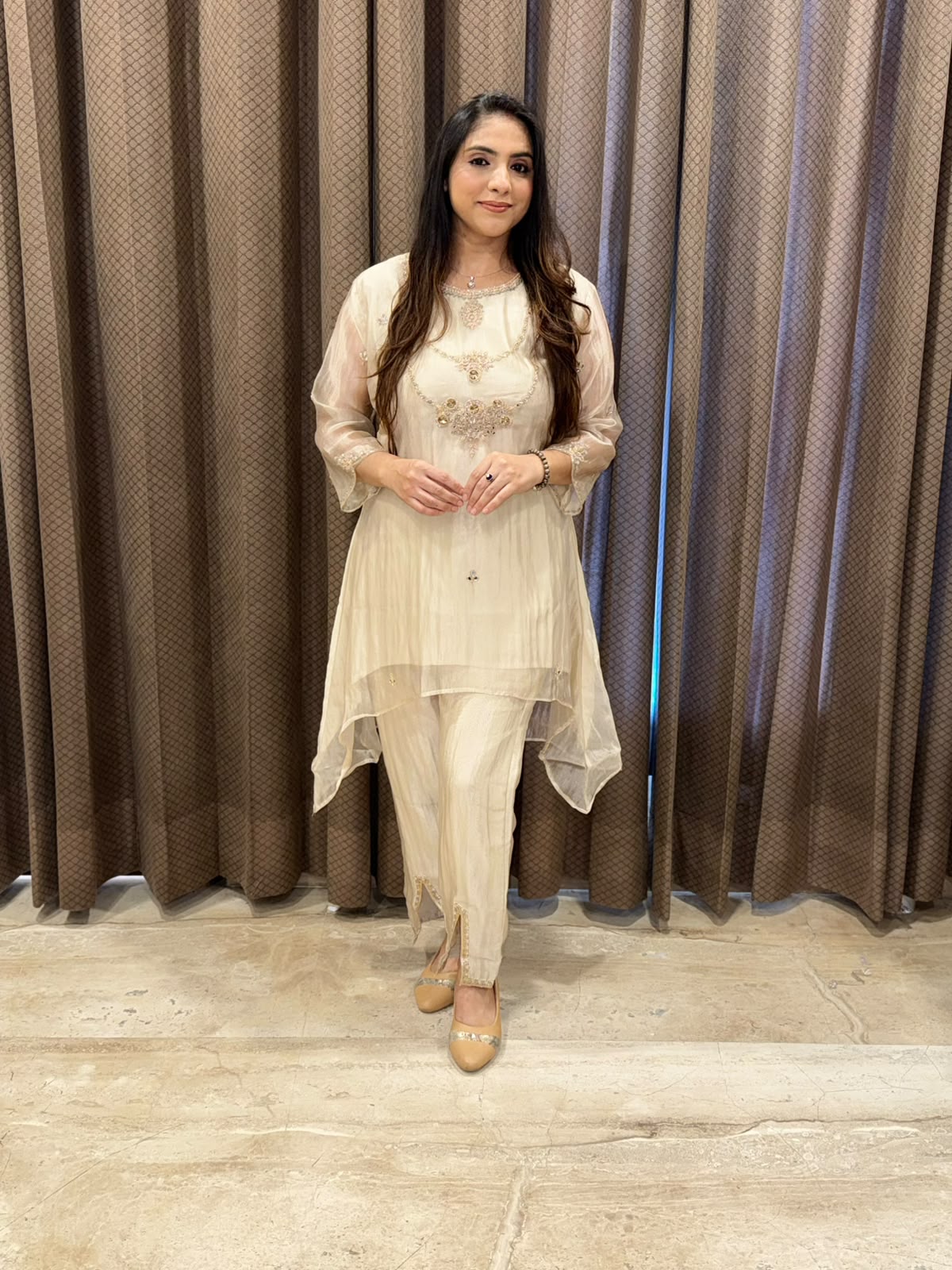 Designer Silver Co-ord set Sharara set with beautiful handwork