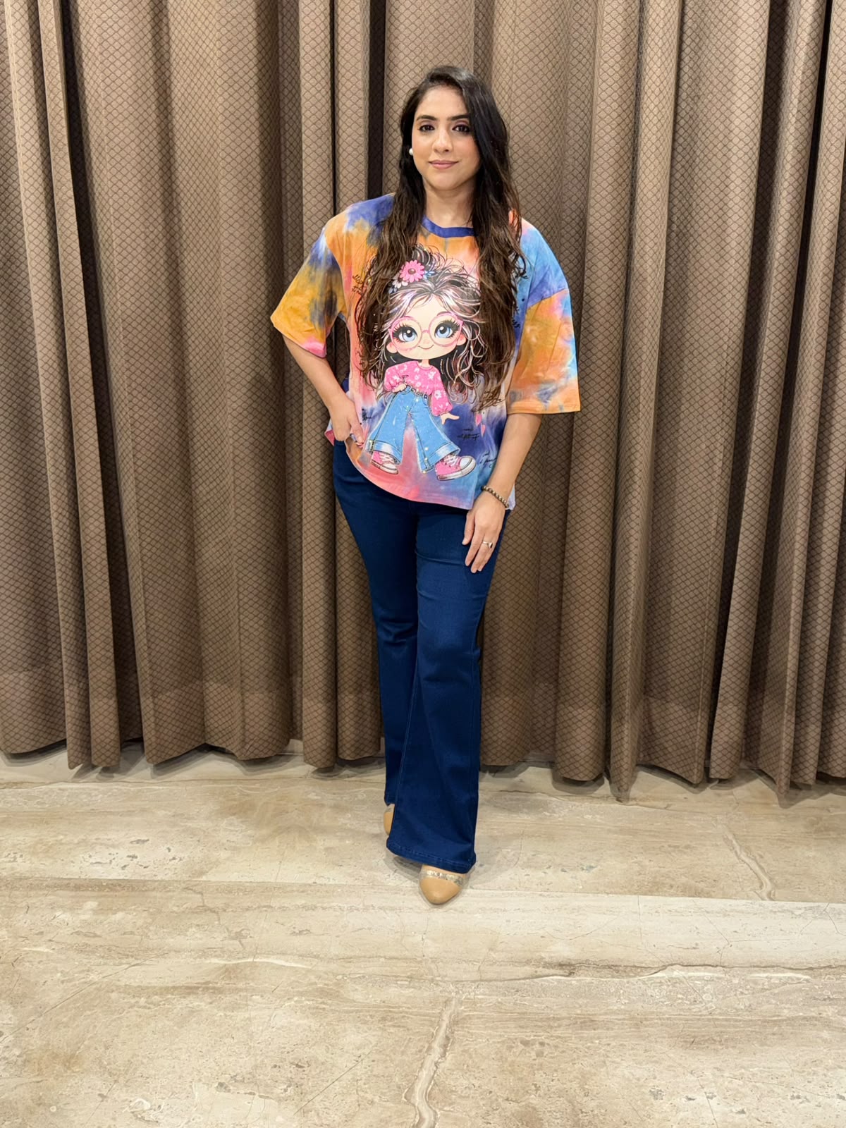 Funky blue ombre stylish t-Shirt with highlights