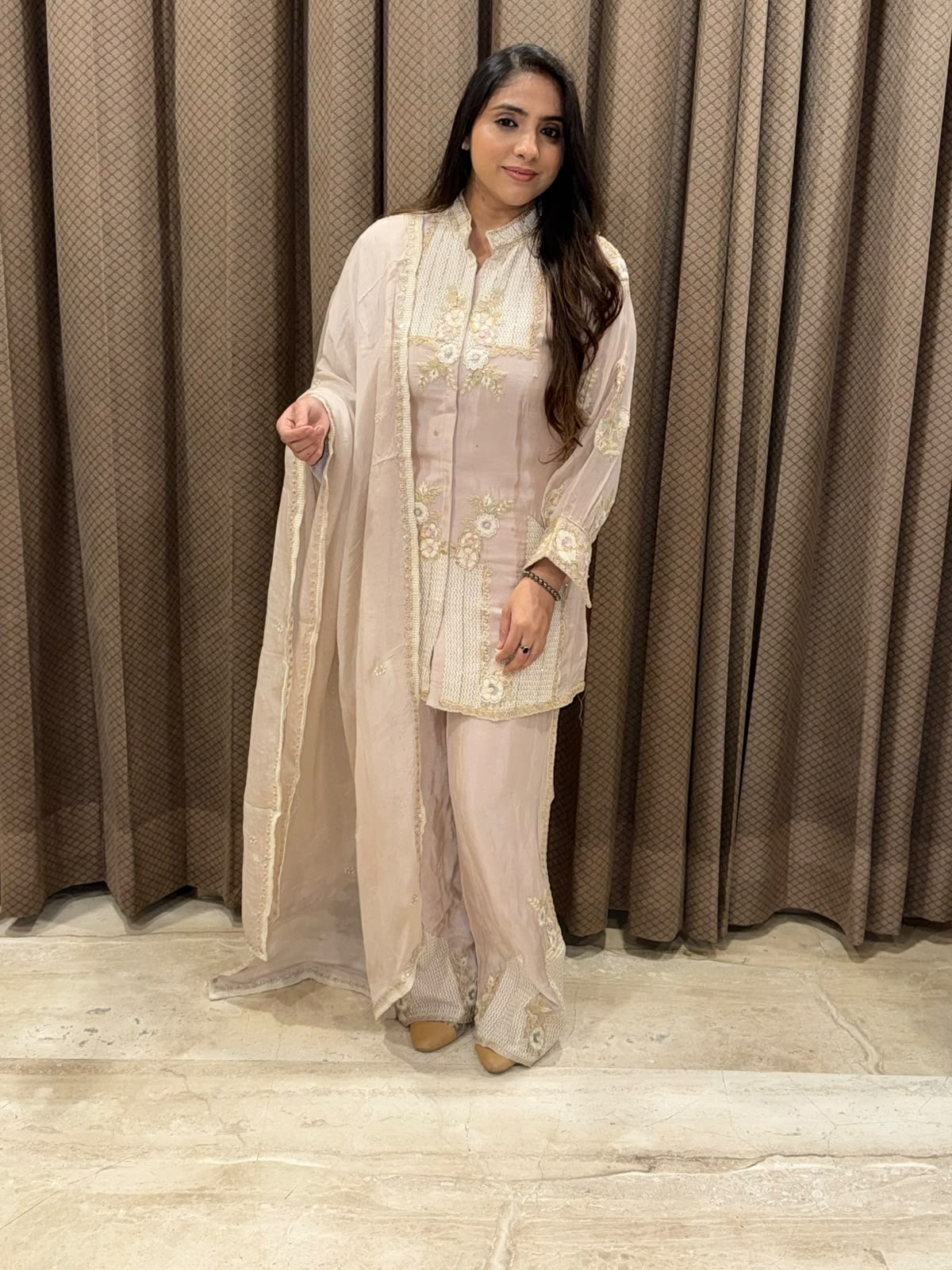 Designer Blush pink suit with dupatta and handwork