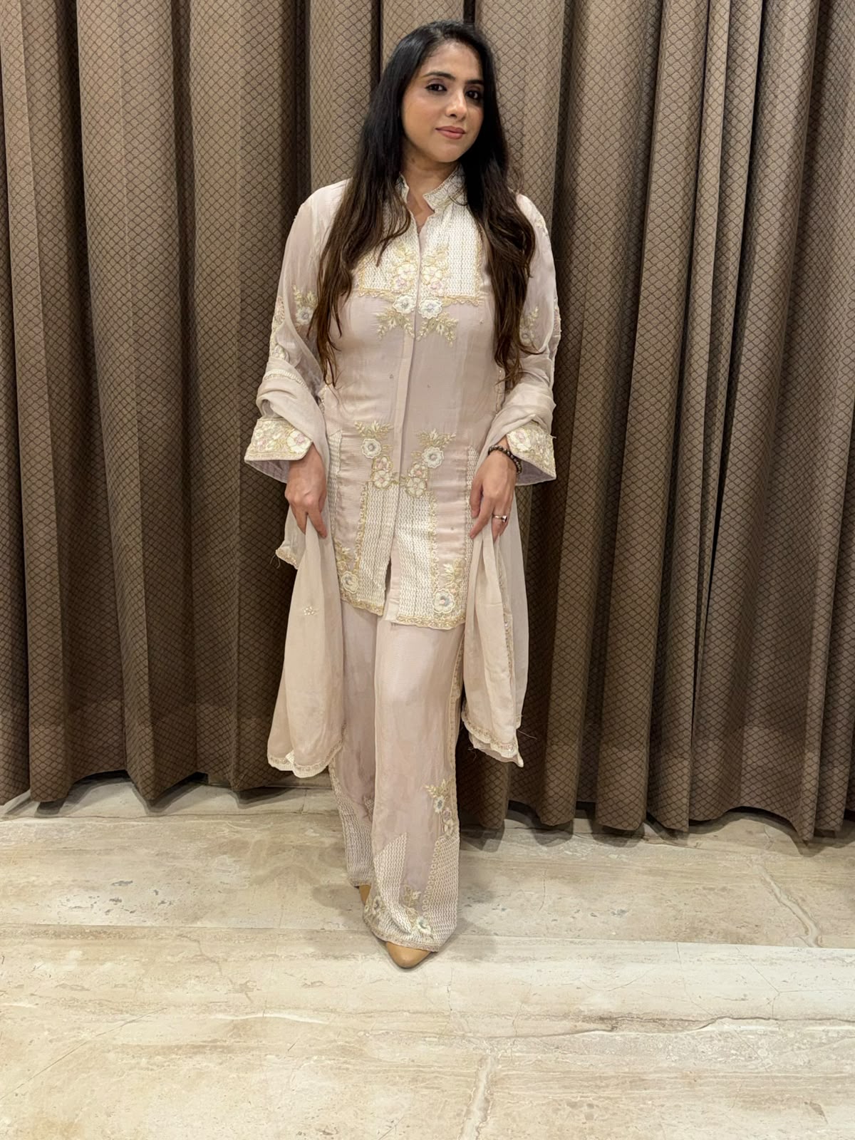 Designer Blush pink suit with dupatta and handwork