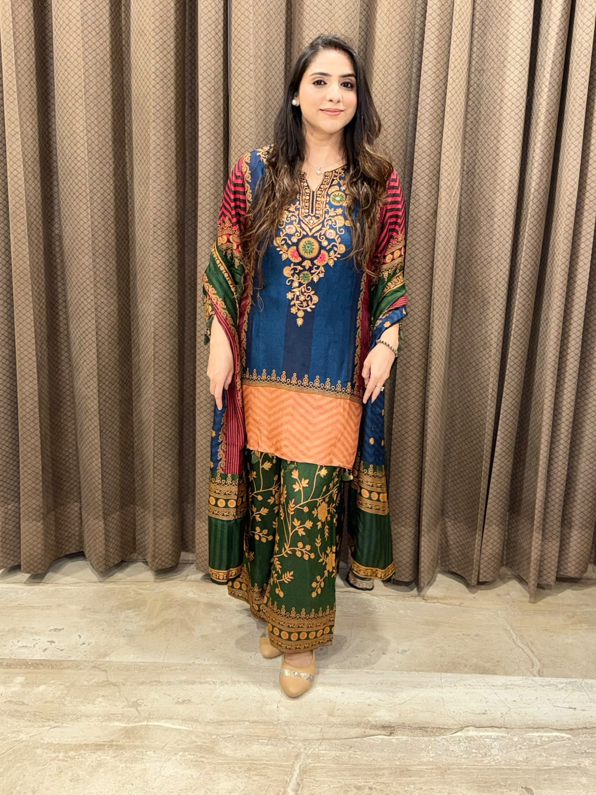 Elegant Blue & Green Digital plazoo set with designer handwork work