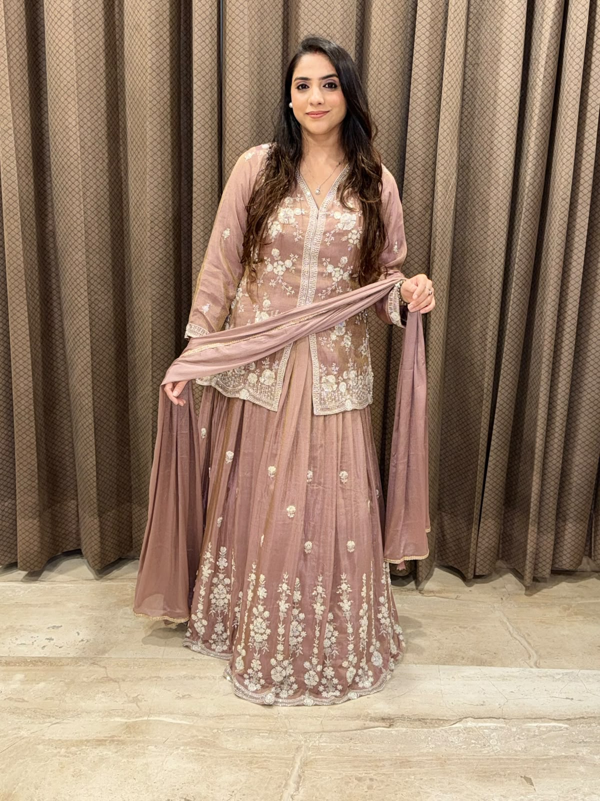 Luxury Pink Indo western set with premium handwork with dupatta