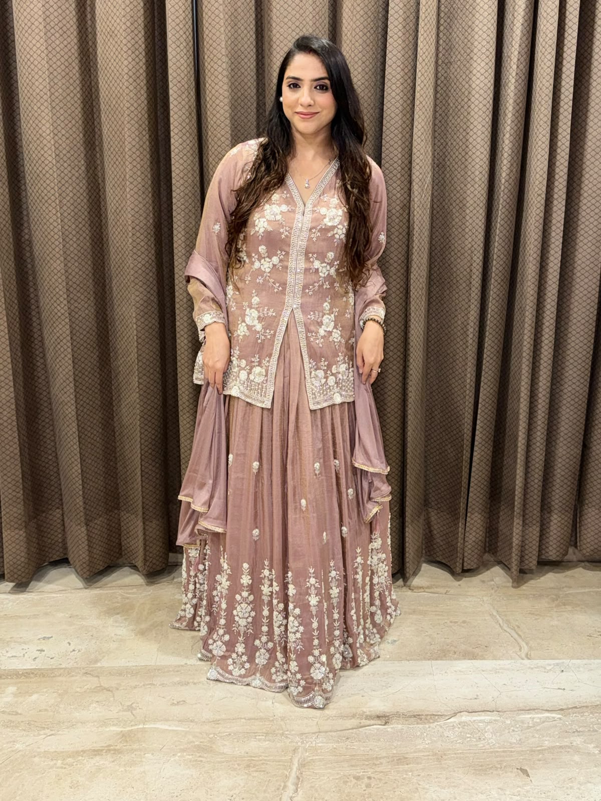 Luxury Pink Indo western set with premium handwork with dupatta