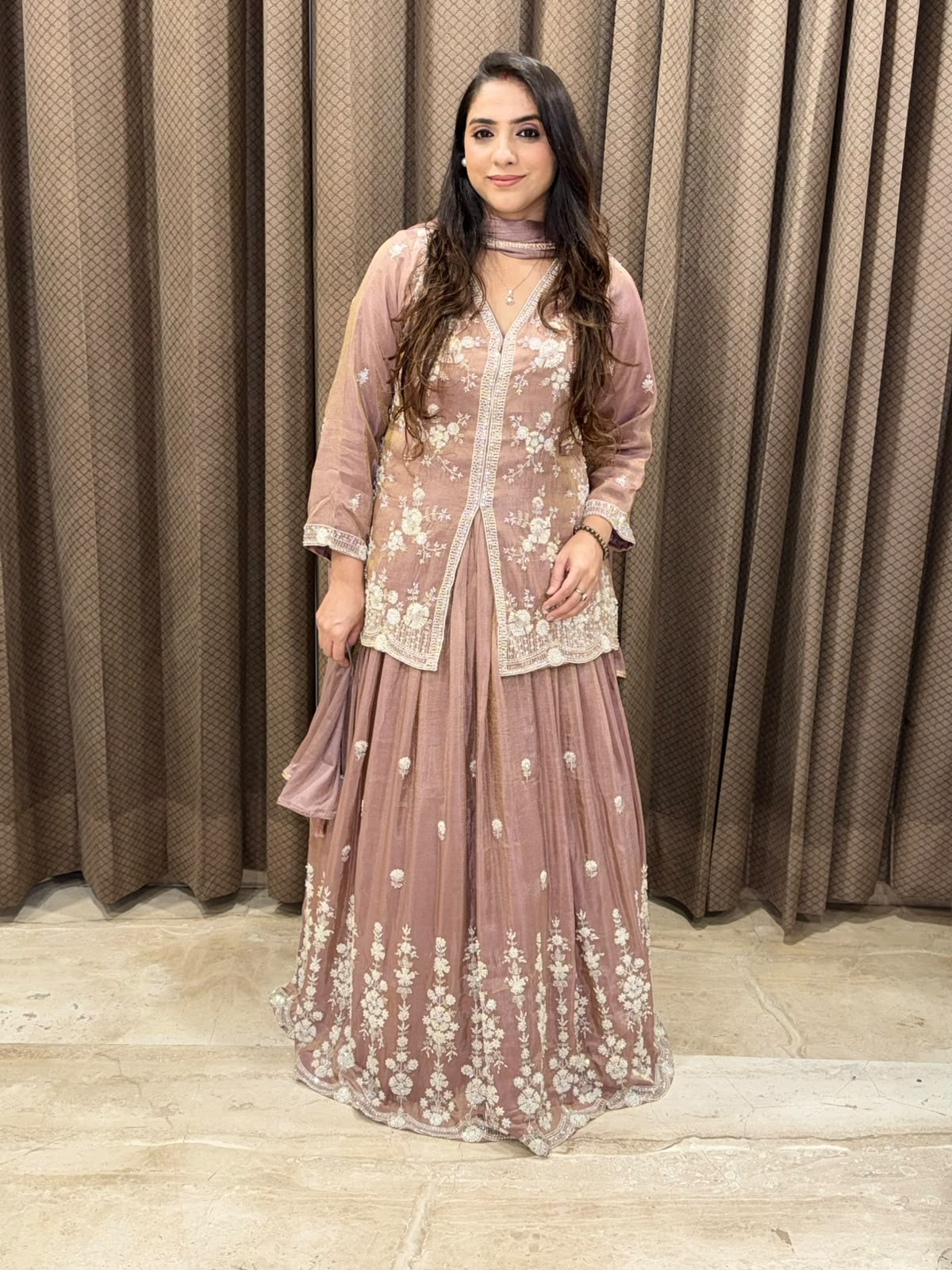 Luxury Pink Indo western set with premium handwork with dupatta