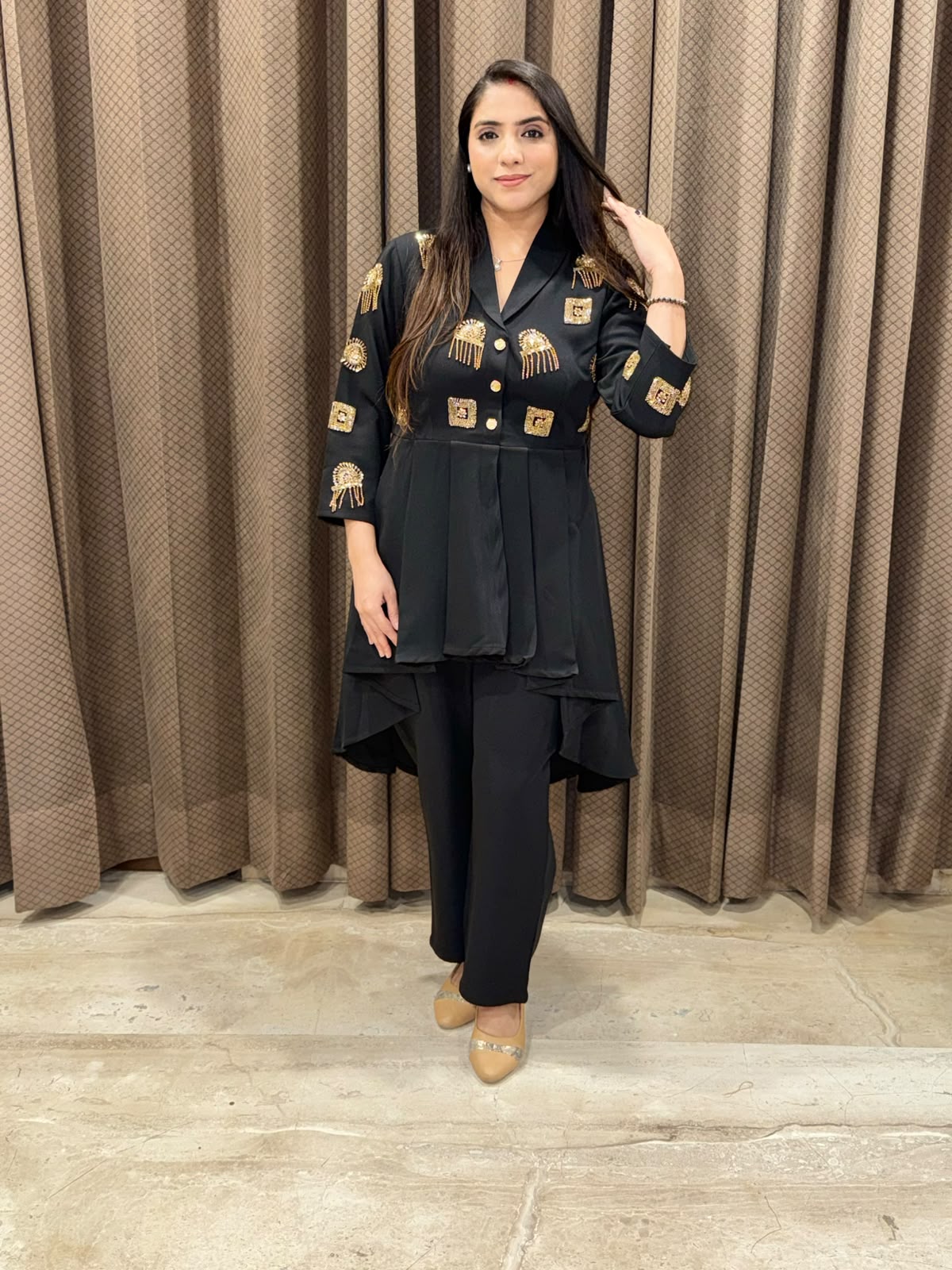 Black Designer Co-ord set with handwork