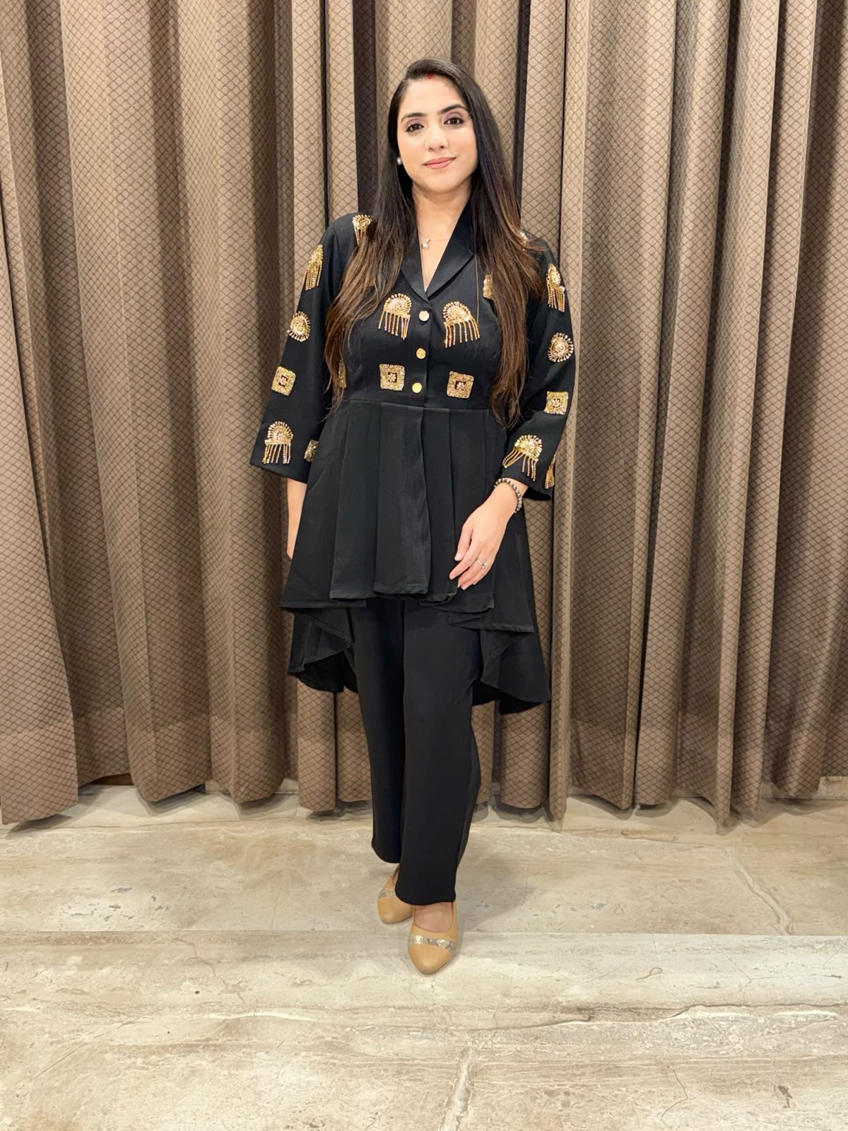 Black Designer Co-ord set with handwork