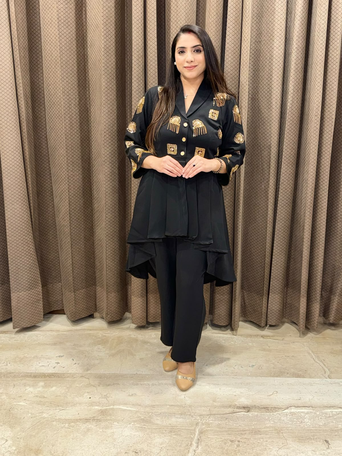 Black Designer Co-ord set with handwork