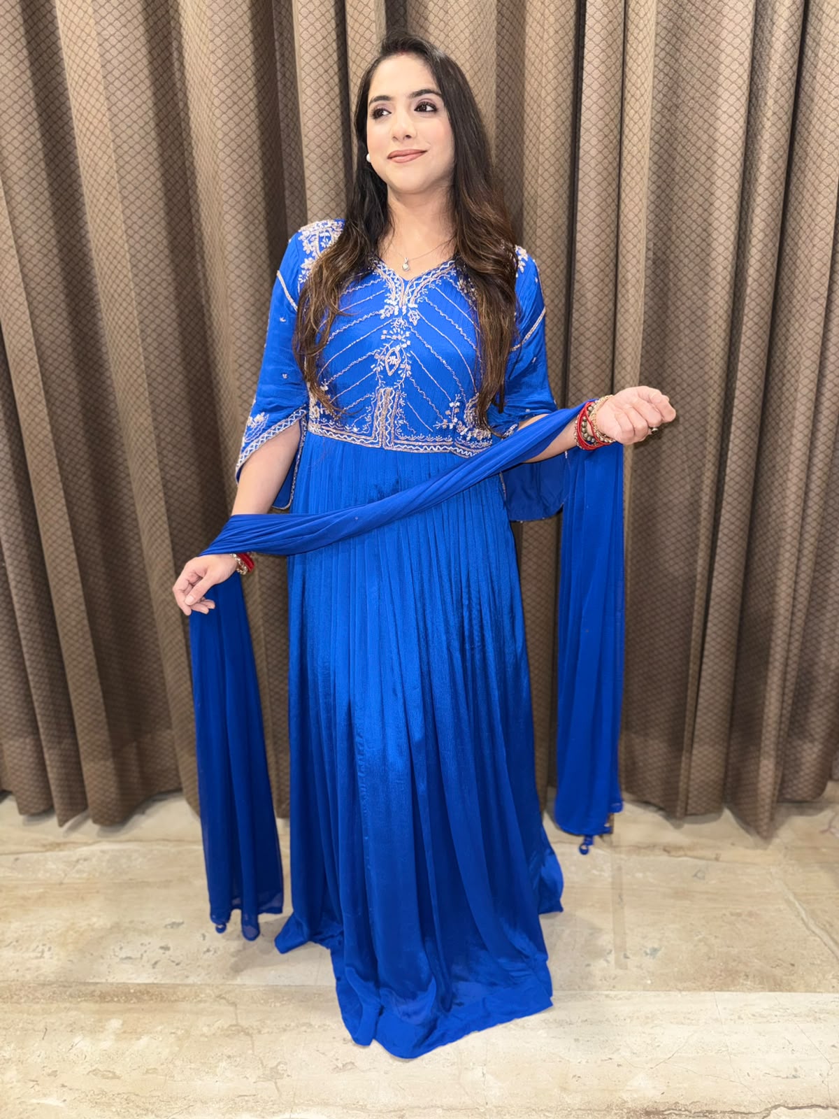 Designer Blue Anarkali with dupatta & handwork