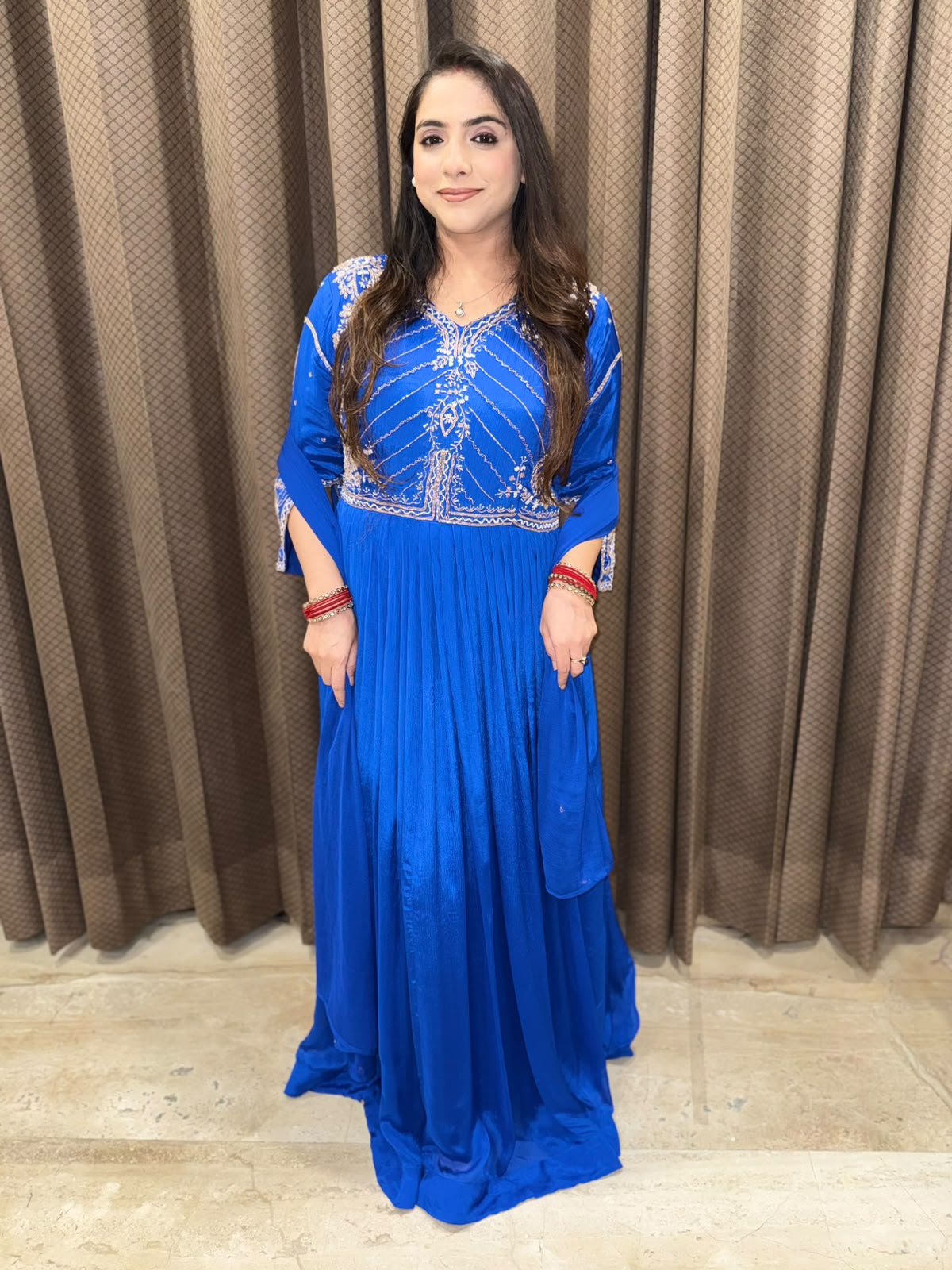 Designer Blue Anarkali with dupatta & handwork