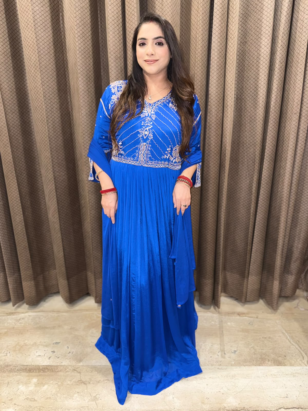 Designer Blue Anarkali with dupatta & handwork