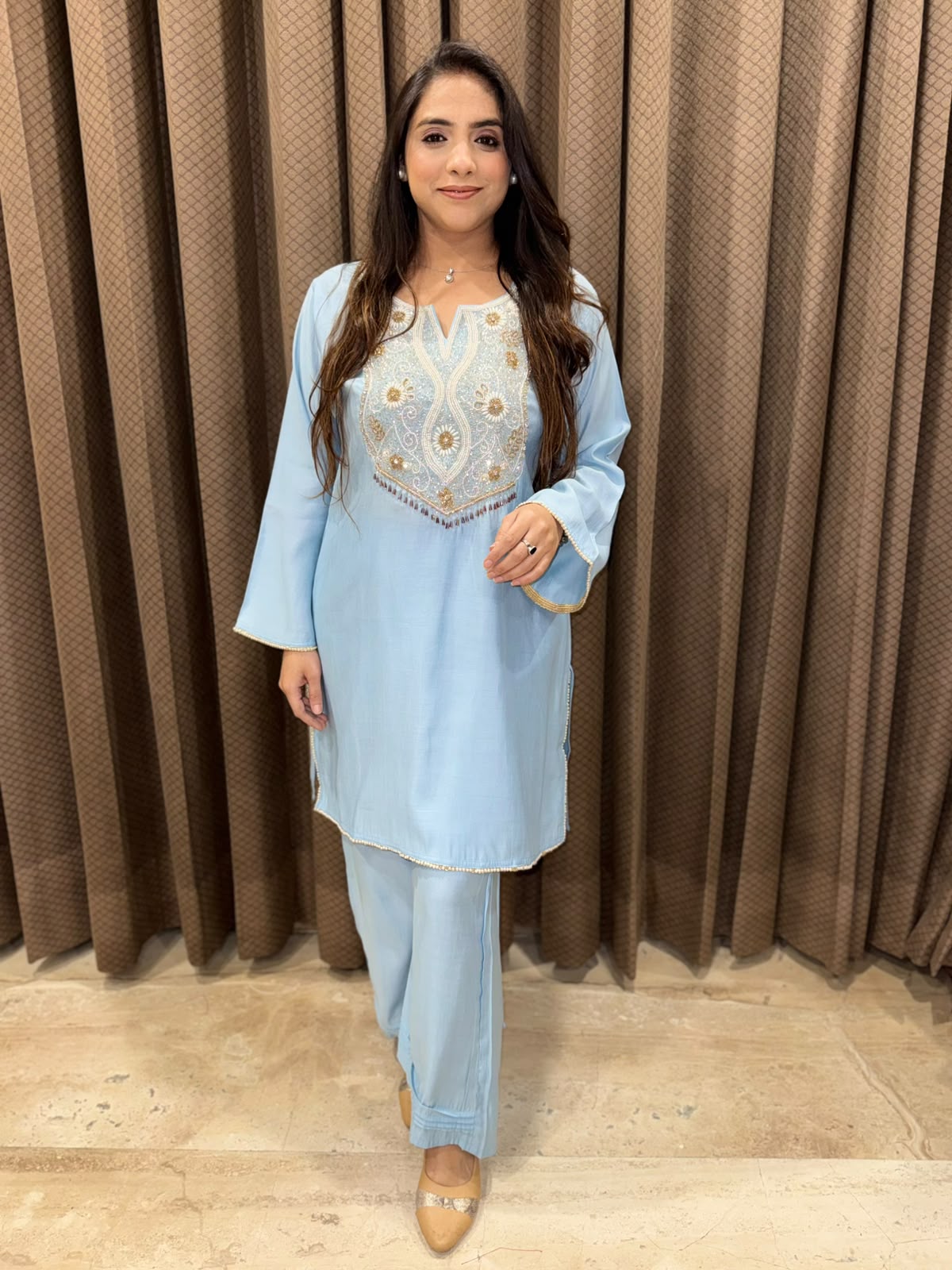 Exclusive Blue Co-ord set with handwork detailing