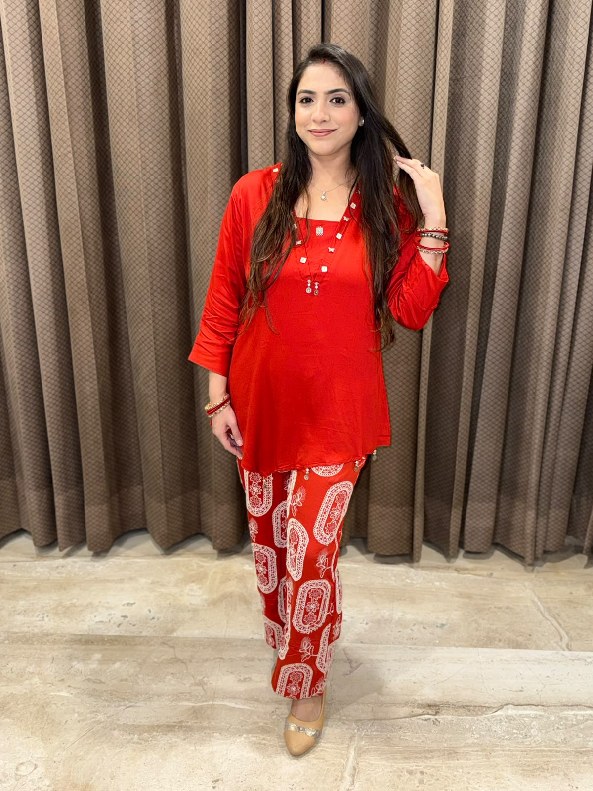 Rust Co-ord set with Designer handwork Pants