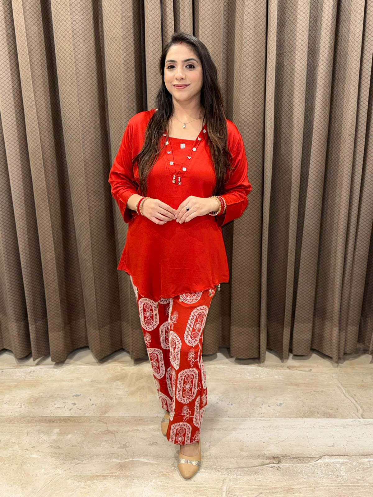 Rust Co-ord set with Designer handwork Pants