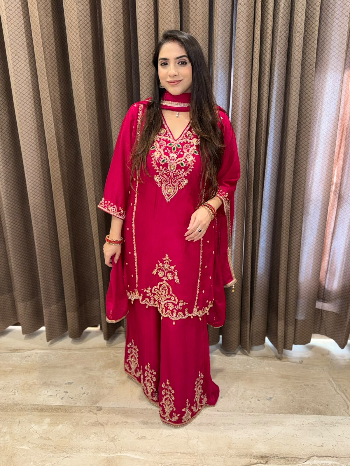 Pink Handwork Designer sharara suit