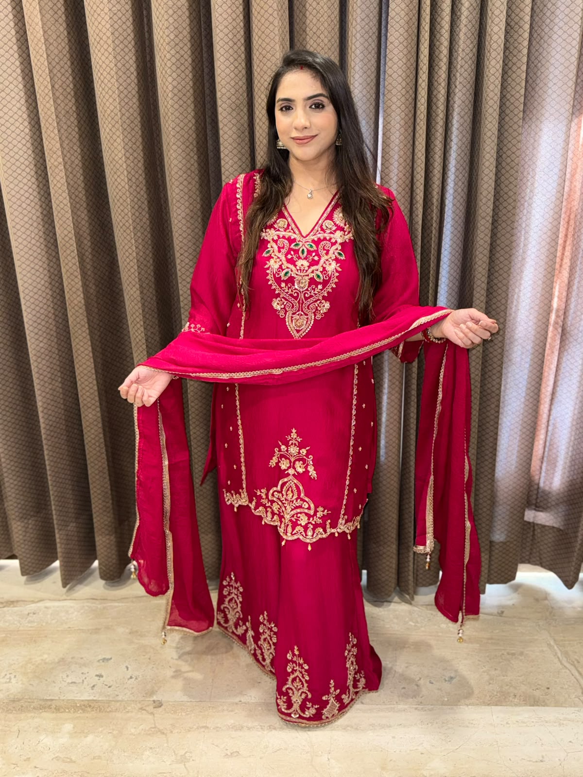 Pink Handwork Designer sharara suit