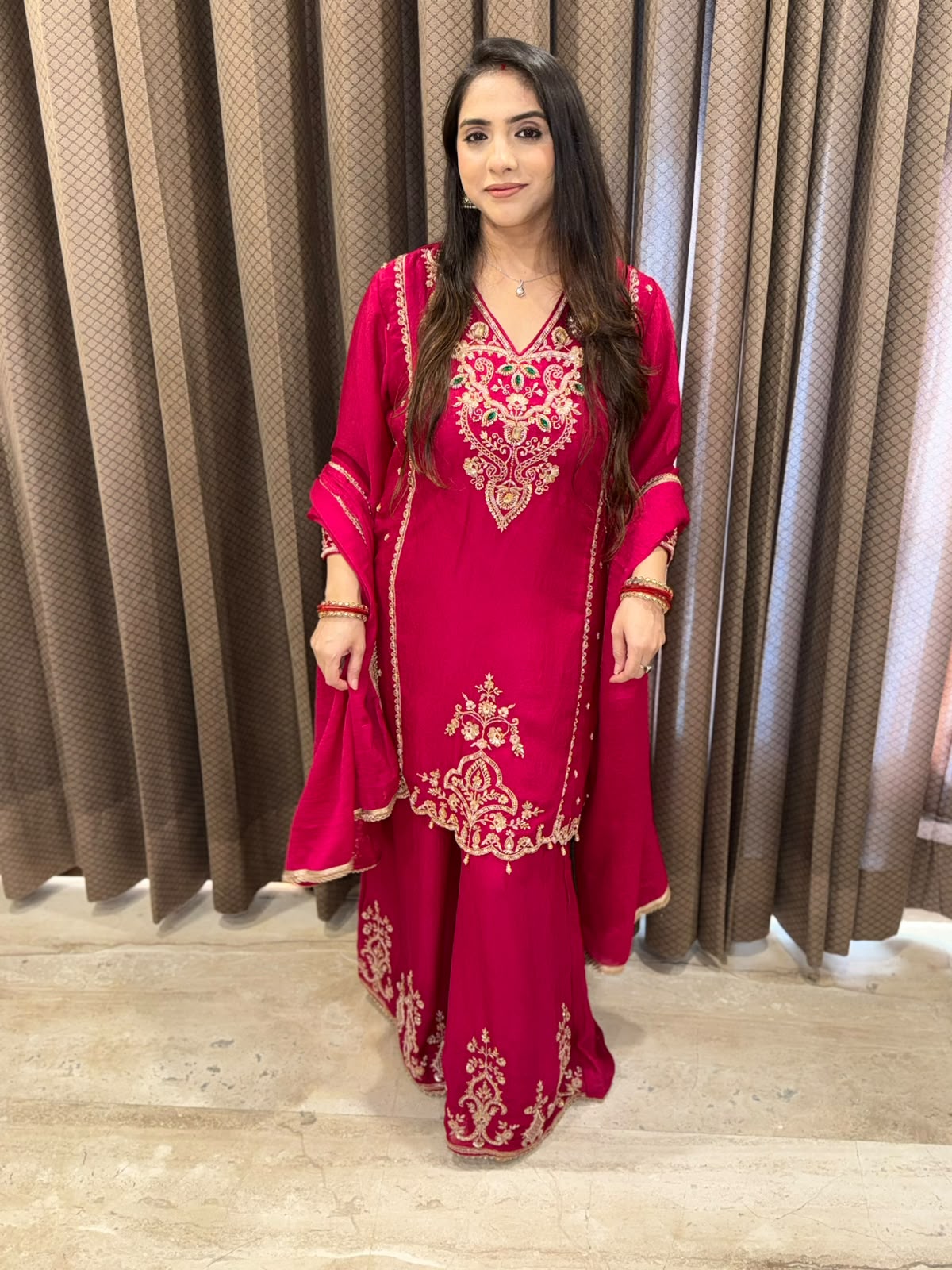 Pink Handwork Designer sharara suit