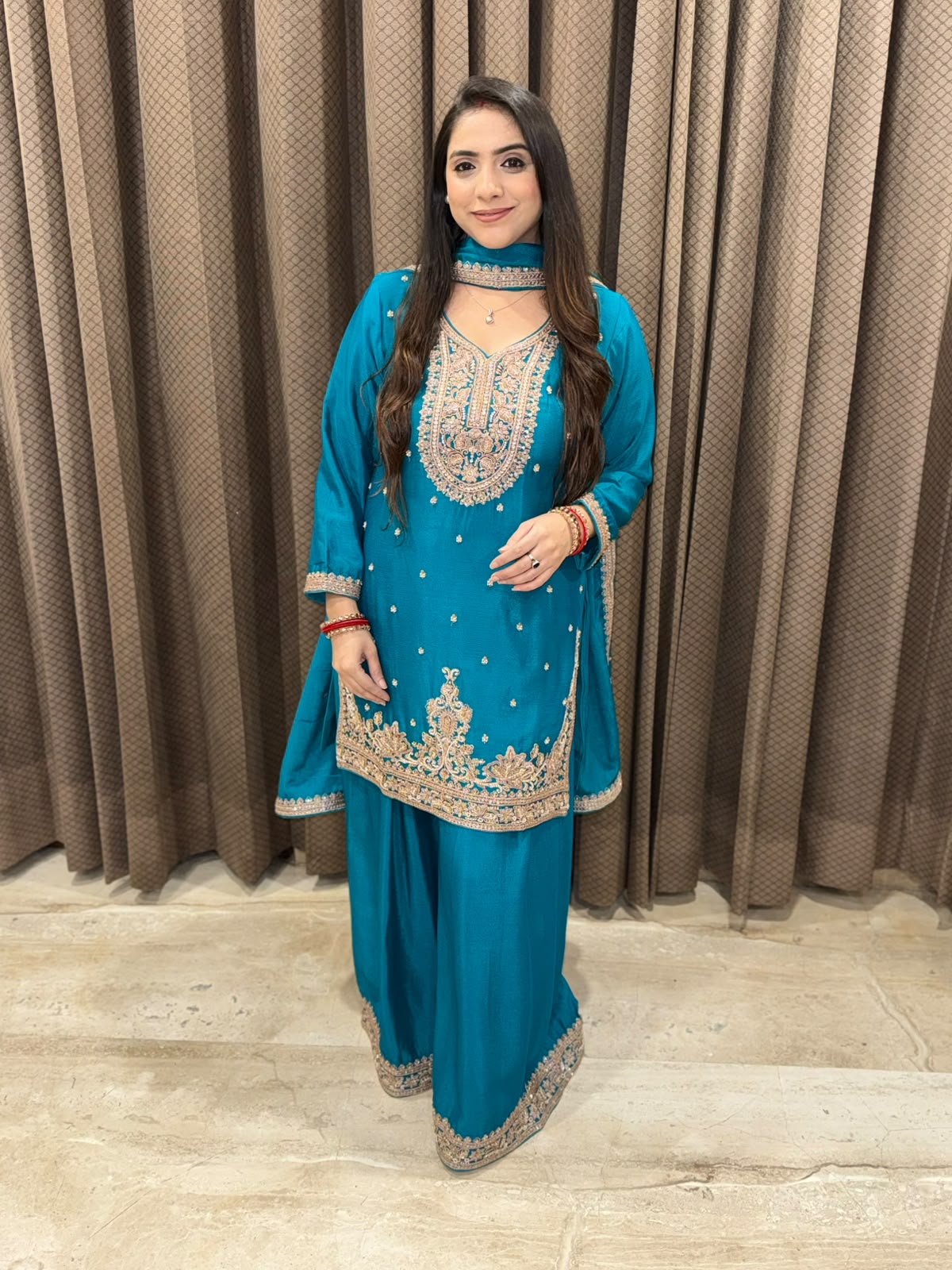 Blue Elegant Sharara Set with handwork & dupatta