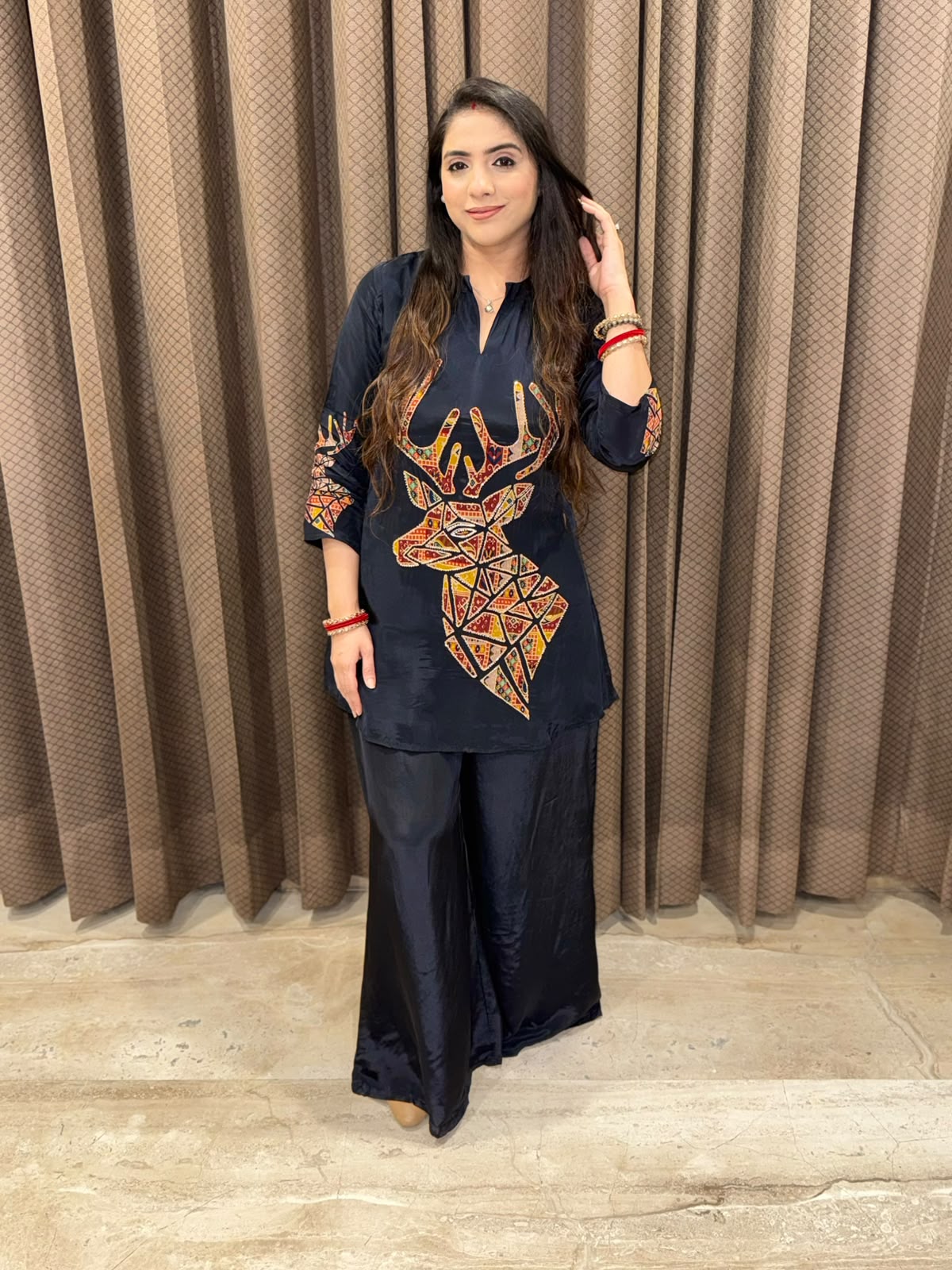 Designer Black Digital Co-ord set with handwork