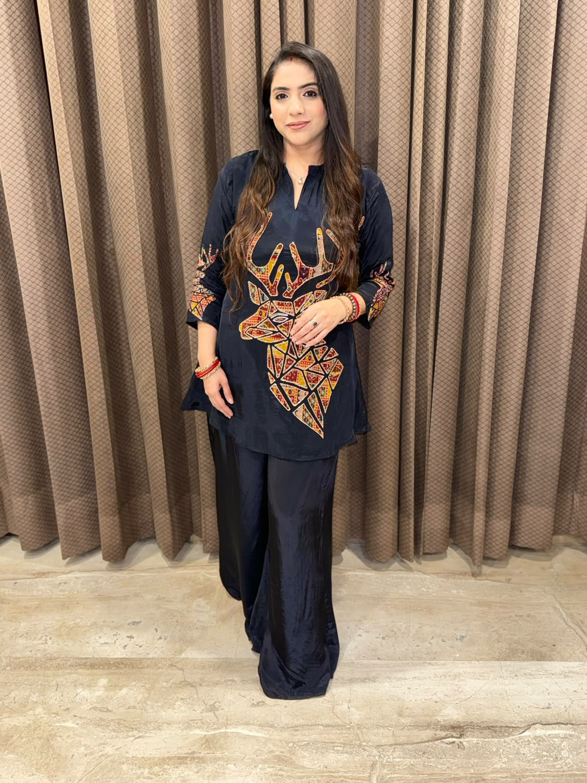 Designer Black Digital Co-ord set with handwork
