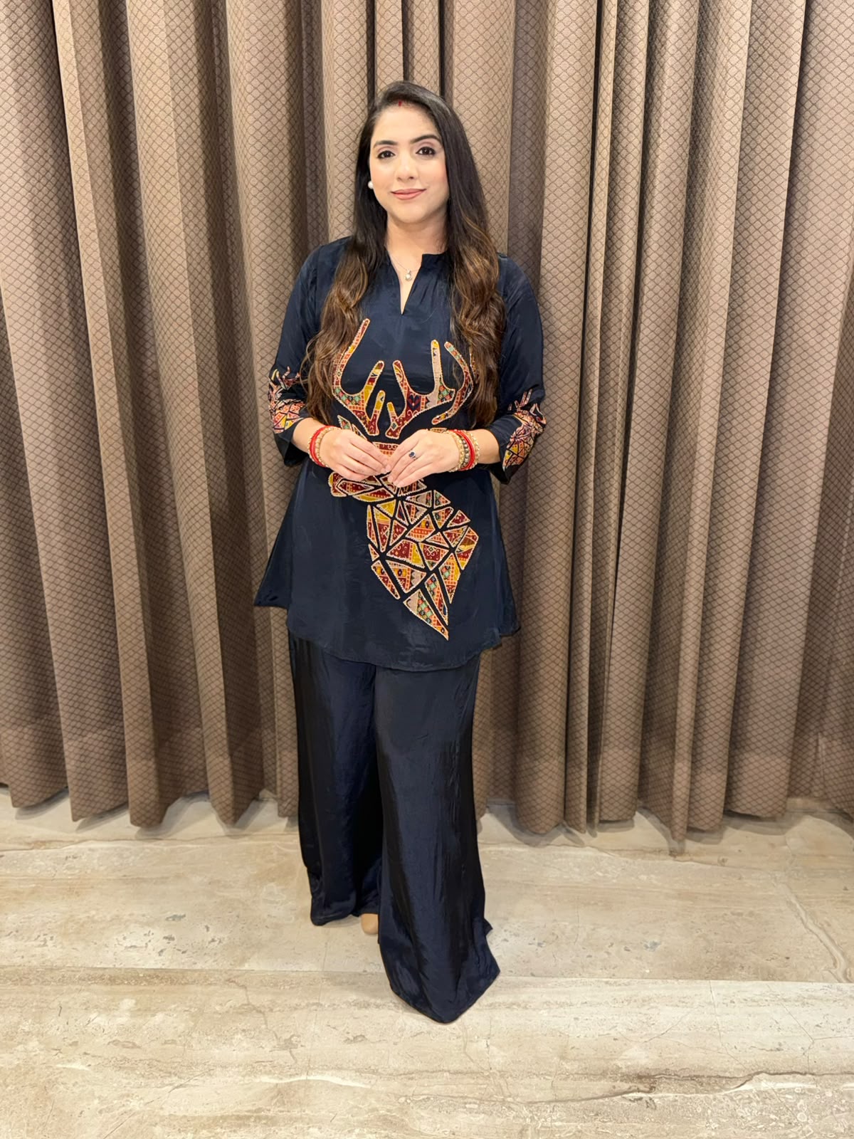 Designer Black Digital Co-ord set with handwork