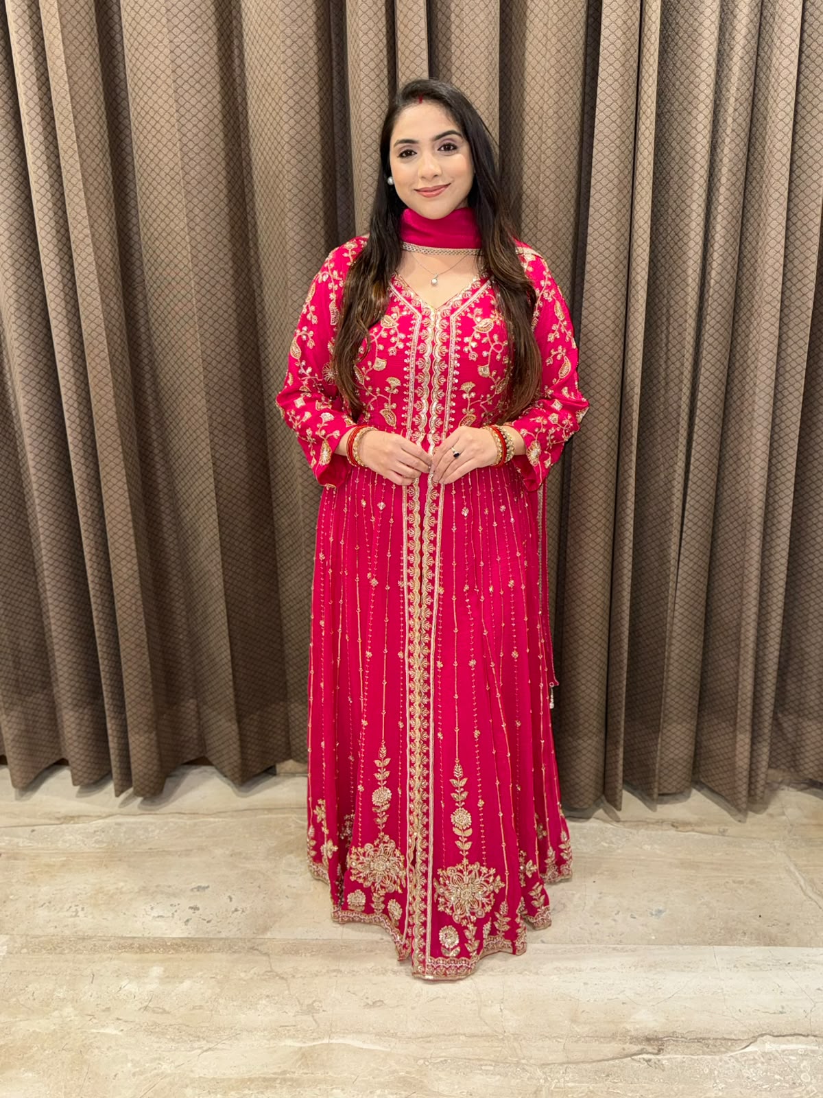 Pink Designer Indowestern set with heavy handwork