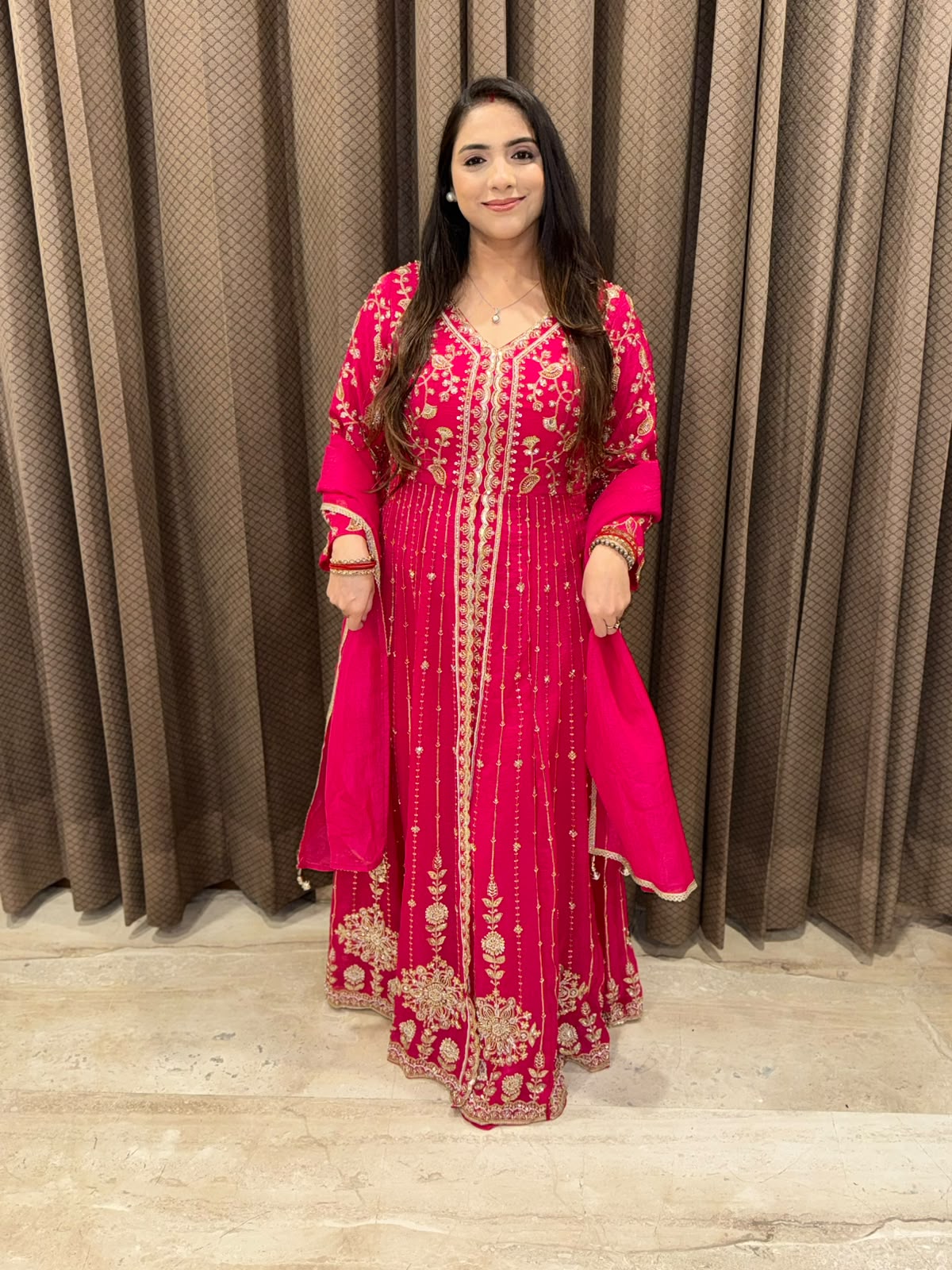 Pink Designer Indowestern set with heavy handwork