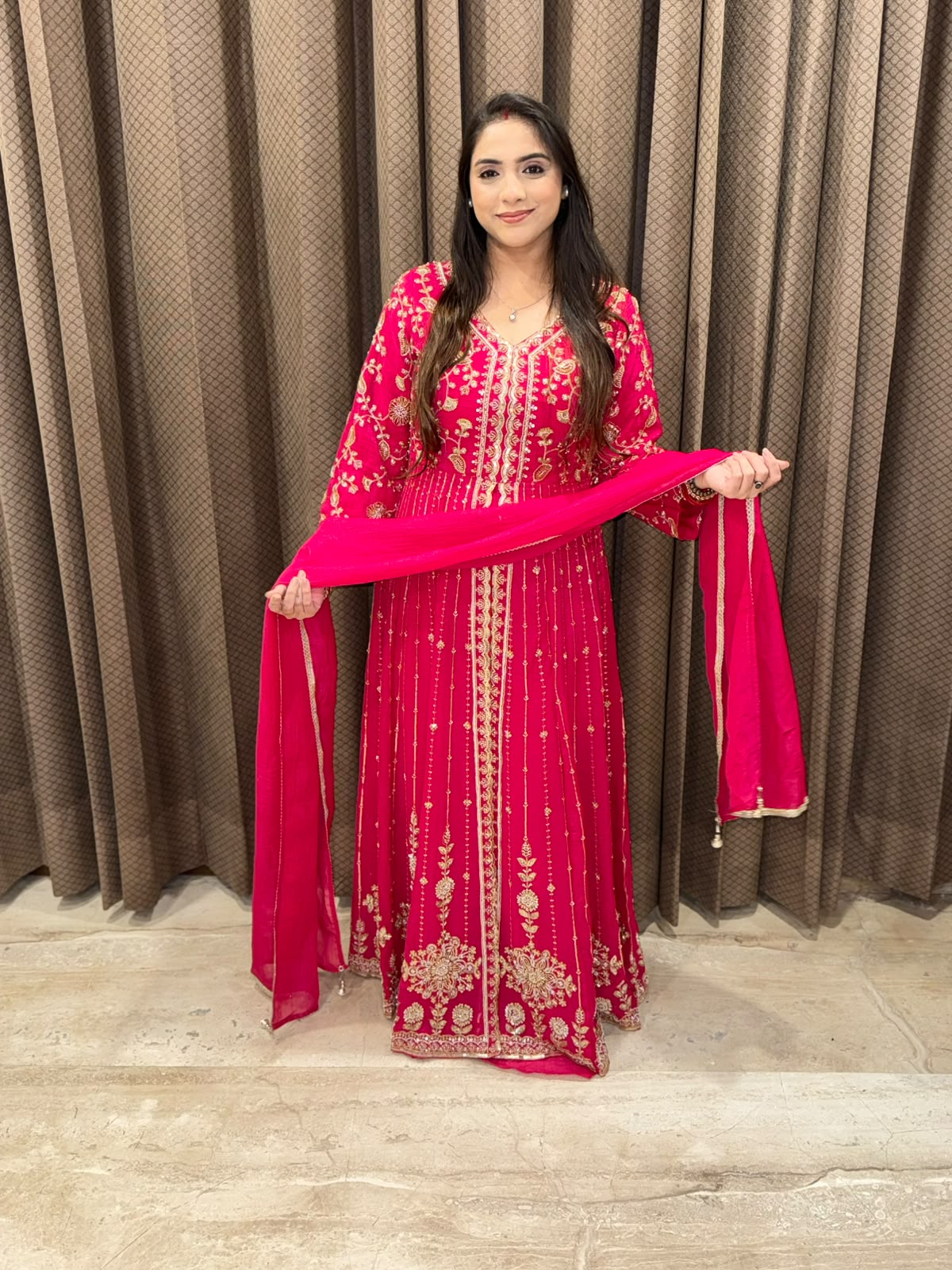 Pink Designer Indowestern set with heavy handwork