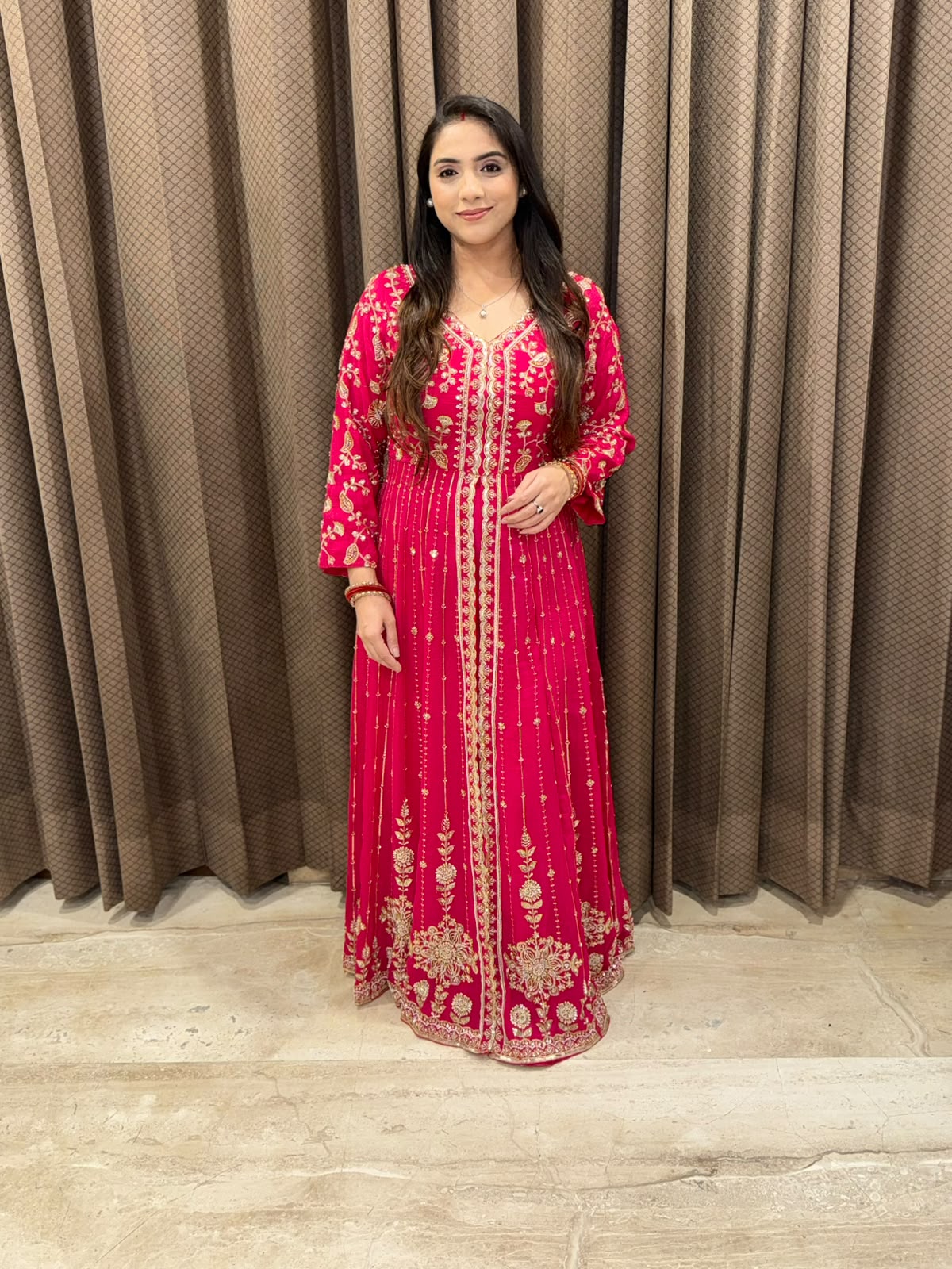 Pink Designer Indowestern set with heavy handwork