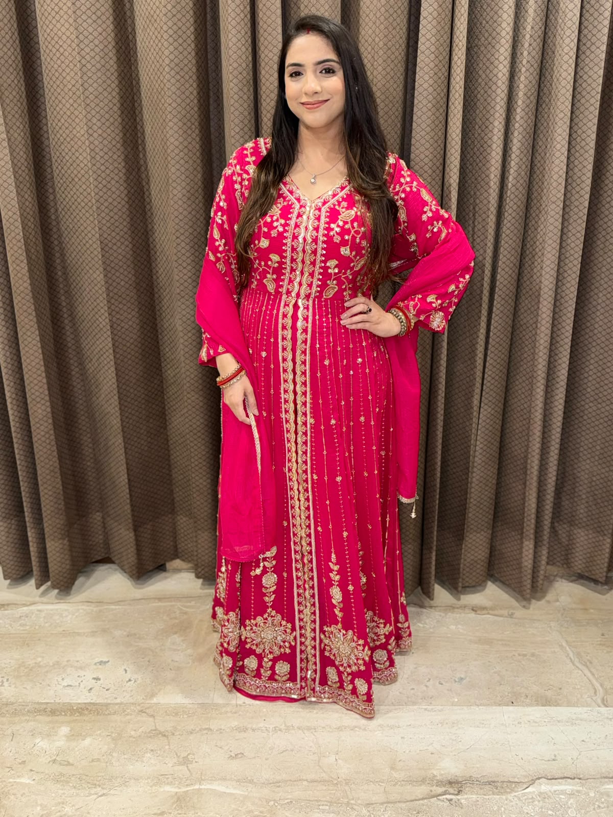 Pink Designer Indowestern set with heavy handwork
