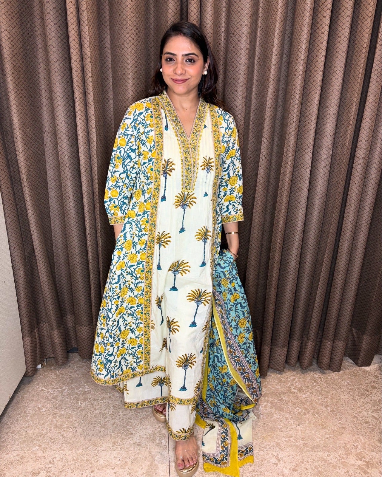 Tropical Garden Printed Kurta Set with Dupatta