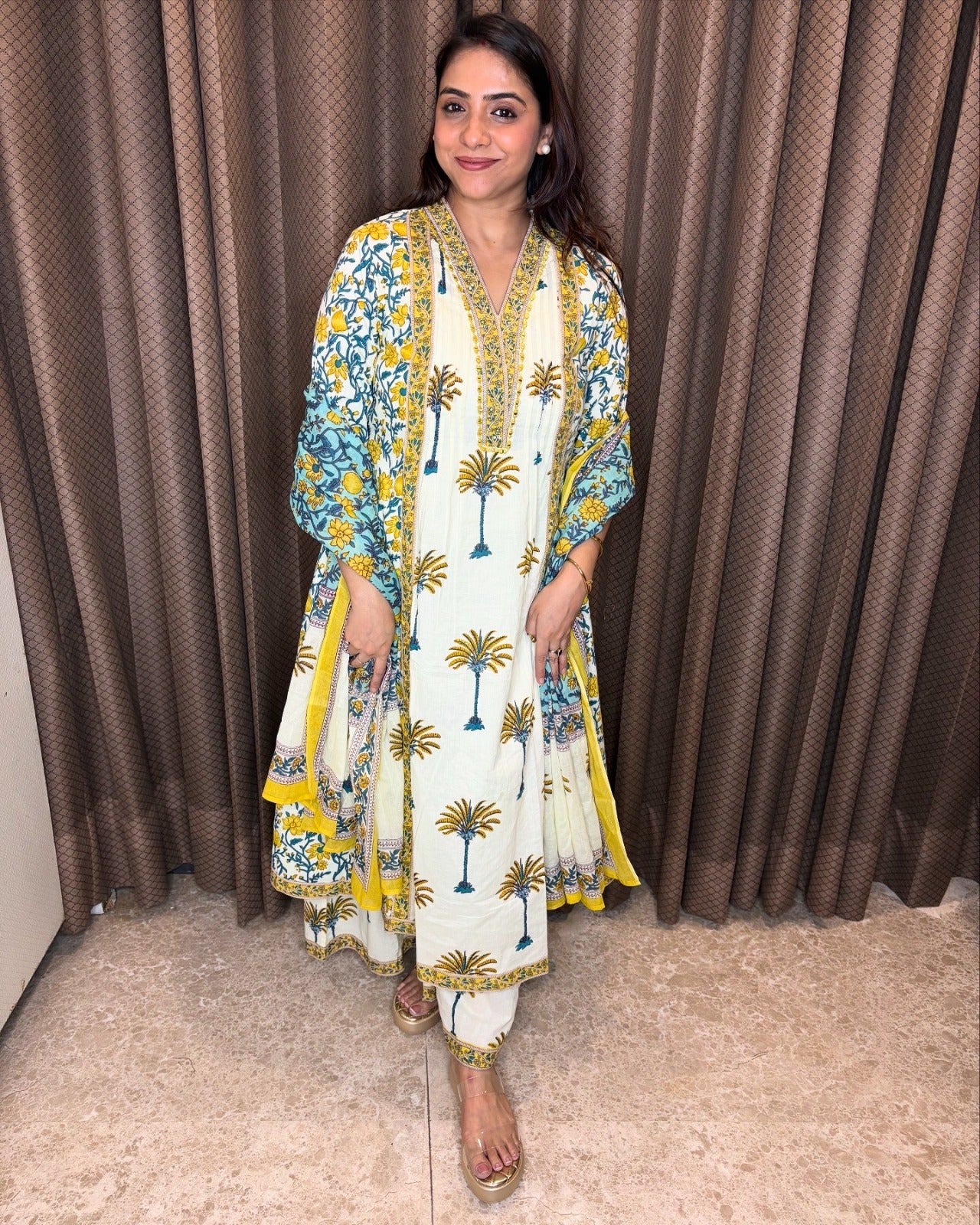 Tropical Garden Printed Kurta Set with Dupatta